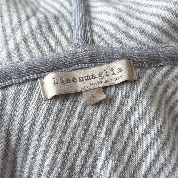 Lineamaglia Made in Italy Wool Blend Women L Stripe Hood Sweater Vest Gray Cream - Picture 7 of 8